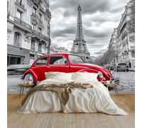Papier peint panoramique Rues de Paris Tour Eiffel romantique 350 x 256 cm - Revêtement mural décoration pour chambre salon - Design moderne intissé - Photo Décoration Murale