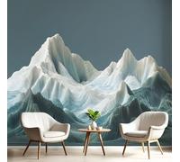 Papier Peint Panoramique Scandinavie Montagnes Enneigées Mural 300×210cm 3D Papier Peint Intisse Montagnes Murale Chambre Coucher Salon Décoration Vert Foncé XXL Photo Poster Geant Murale
