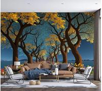 Papier Peint Panoramique Sentier Des Fleurs Sauvages Dans Les Bois 300x210cm - Papier Peint Soie Couloir Européen Rêve - Poster Geant Mural 3D - Décoration Murale pour Salon Chambre d'enfants, Doré