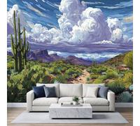 Papier Peint Panoramique Sentier Désert Cactus Décoration Murale 400x280cm | Désert Agave Chemin Terre Tapisserie Murales Papier Peint Intissé pour Chambre Salon Décor Fond TV, Poster Photo Muraux