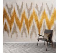 Papier peint panoramique Shabby Chic, papier peint Or Argent Chevrons Rayures amovible imperméable - fresque murale facile à poser - décoration murale pour salon chambre enfant, 450 x 315 cm (L x H)