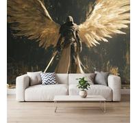 Papier Peint Panoramique Silhouette Ailes Longue Épée 450 x 280 cm Papier Peint Murale Photo, Fantastique Gothique Cool Murale Stickers Intissé pour Cuisine Chambre Salle Salon Décor Fond TV