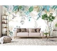 Papier Peint Panoramique Soie 350 x 256cm sur mesure taille Fresque Murale 3D Plantes Tropicales Feuilles Fond De Fleurs