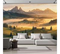 Papier Peint Panoramique Soie Paysages naturels ruraux, Décoration Murale | Papier Peint Maison en bois la mer des nuages, haute montagne pour Salon Chambre Bureau, Décoration Photo Murales 200x140cm