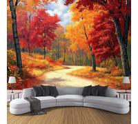Papier Peint Panoramique Soie Sur Mesure, 3D Motif Automne Paysage Papier Forêt Arbres Muraux Tapisserie Photo Décoration, 350X256Cm (L×H) Chambre Adulte Enfant Poster Geant Mural