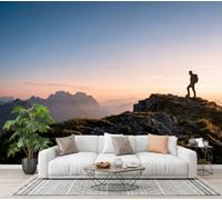 Papier Peint Panoramique Soie Vue Depuis Le Sommet La Montagne 450×315 CM