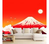 Papier Peint Panoramique Soleil de la montagne rouge 500x280 cm Papier Peint Photo Mural Intissé, Poster Tapisserie Mural Personnalisé 3D Pour Salon Chambre Décoration Murale