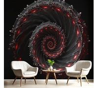 Papier Peint Panoramique Spirale Fantastique 3D, Papier Peint Géométrie Abstraite Et Mystérieuse Noir 450X315Cm, Tableaux Poster Photo Décoration Murale, Fond Tv Décoration Murale Salon Chambre