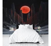 Papier Peint Panoramique Station Spatiale Planète Bleu 365x254cm(L x H) Moderne Papier Peint intissé pour Chambre Salon Bureau Personnalisé Décoration Murale Science Fiction Futuriste