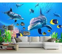 Papier Peint Panoramique Stock De Poissons Du Monde Sous Marin Bleu 400x280cm Papier Peint 3D Intissé Tapisserie Poster Chambre Salon Decoration Murale -MIWEI Wallpaper-ZXY-15137