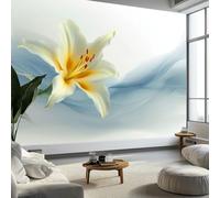 Papier peint panoramique style art abstrait, papier peint plantes lys vagues - poster mural géant fresque murale moderne personnalisée pour salon chambre d’enfants restaurant, 250 x 175 cm (L x H)