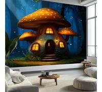 Papier Peint Panoramique Style Cartoon, Forêt Champignons Intissé Tapisserie Poster 250 x 175 cm Géante Décoration Pour Salon Chambre à Coucher Maison Décoration Intérieure