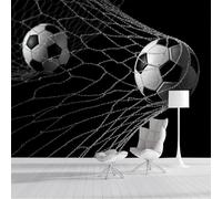 Papier Peint Panoramique Style de photographie sportive Soie, 350x256cm Papier Peint 3D Le ballon est entré dans le filet., Décoration Parfaite pour Chambre, Salon, Enfant Grande Poster Mural Noir