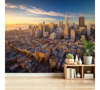 Papier Peint Panoramique Style Moderne Poster Mural, Architecture Urbaine Rues Papier Peint Intissé Décoration pour Salon Chambre Restaurant chambre d'Enfants, 400 x 280 cm Coloré Moderne Murale