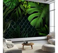 Papier peint panoramique style nature, papier peint plantes tropicales feuilles monstera - poster mural géant fresque murale moderne pour salon chambre d’enfants restaurant, 200 x 140 cm (L x H)