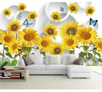 Papier Peint Panoramique Sunflower Jaune Soleil Papier Peint Intissé 3D Tapisserie Decoration Chambre Salon Murale -KX07276, 310x250cm