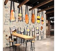 Papier Peint Panoramique Sushi Japonais Papier Peint Intissé Cuisine Japonaise Poster Trompe l'oeil Mural 3D Art Décoration Murale Salon Chambre 250x175 cm 0316b