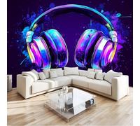 Papier Peint Panoramique Technologie Musique Moderne Violet Bleu 350 X 256 Cm(Wxh) Papier Peint Intissé Mural Poster Geant Mural 3D Pour Salon Chambre D'Enfants Adulte Chambre D'Enfants Étude