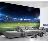 Papier Peint Panoramique Terrain De Football Vert Papier Peint 3D Tapisserie Mural Salon Chambre Décoration Murale -ZX00191-200x140cm