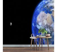 Papier Peint Panoramique Terre Bleue 200x140 cm 3D Papier Peint Intissé Corps Célestes Photo Trompe l'oeil Poster Grand Mural Salon Chambre Enfant Chambre Décoration Murale a-4266