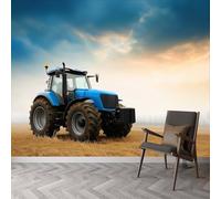 Papier peint panoramique terres agricoles tracteur, papier peint photographie surréaliste pour chambre salon salle à manger décoration murale - Fond d'écran photo Moderne art mural 250L x 175H cm