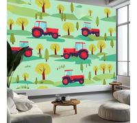 Papier Peint Panoramique Terres Agricoles Tracteur pour Salon, Chambre, Mur TV - Décoration Murale Intérieure Style Dessin Animé Poster, Papier Peint Intissé 500 x 280 cm