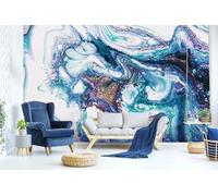 Papier Peint Panoramique Texture abstraite bleu violet, 400x280cm Décoration Papier Peint, Tapisserie Murale Tableaux Muraux Pour Chambre Salon