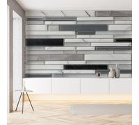 Papier Peint Panoramique Texture de Marbre 3D Aquarelle Tapisserie Murale Papier Peint Mur de Briques Réaliste Moderne Wallpaper Intissé Décoration Murale pour Salon Chambre Bureau 350x256 cm