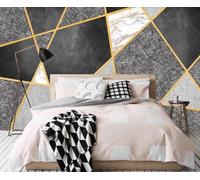 Papier Peint Panoramique Texture De Marbre Géométrique Aux Lignes Dorées 310x250cm Papier Peint 3D Intissé Tapisserie Poster Chambre Salon Decoration Murale -MIWEI Wallpaper-ZXY-16925