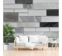 Papier Peint Panoramique Texture De Marbre Luxueux 300x210cm(L x H) - Revêtement Mural Décoration pour Chambre Salon Cuisine - Design Unique et Moderne - Geometrique Gris