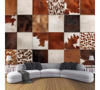 Papier Peint Panoramique Texture Réaliste Fourrure Animale 450×315Cm (W×H) - Décoration Papier Peint Intissé Moderne - Tapisserie Murale Tableaux Muraux Pour Chambre Salon - Motif Peau Vache Cousu