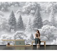 Papier Peint Panoramique Thème La Forêt D'Hiver, Papier Peint Intissé Un Paysage Hivernal Paisible Et Féerique Fresque Murale, 150X105 Cm Poster Geant Mural Pour Salon Chambre Décoration