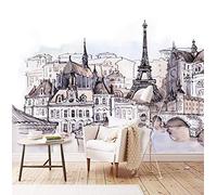 Papier Peint Panoramique Tour Eiffel, Paris, France 200X150Cm Poster Géant Photo Mural Intissé Autocollant Tableaux Muraux Salon Chambre Décoration