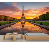 Papier peint panoramique Tour Eiffel Paris lever du soleil coucher de soleil pour filles jardin paysage papier peint pour chambre de fille salon canapé toile de fond TV décoration grande affiche