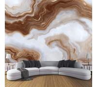 Papier Peint Panoramique Tourbillons D'Agate Naturelle Brun Rouille 450X315Cm, Papier Peint Intissé Vagues Marbre Élégantes Décoration Murale Chambre D'Enfants, Fresque Murale Pour Salon Chambre