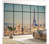 Papier peint panoramique Trompe l'oeil Verrière - Paris tour eiffel - Largeur 130 cm x Hauteur 82 cm