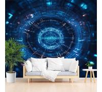 Papier Peint Panoramique Tunnel Bleu des Technologies du Futur Papier Peint Intissé Bleu Futuriste Tapisserie Panoramique Salon, Décoration Murale Chambre, 150x105cm(L x H)