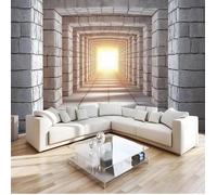 Papier Peint Panoramique Tunnel Rectangulaire Soie 350x256cm Poster Geant Mural Murs En Briques Grises 3D Moderne Décoration