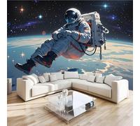 Papier Peint Panoramique Univers Astronaute 150x100 cm Poster Murale 3D Rêve Planète Tapisserie Photo Peinture Murale,Papier Peint Intissé Fresque pour Salon Chambre Toile Fond TV