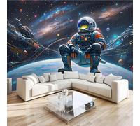 Papier Peint Panoramique Univers Astronaute 366x254 cm Poster Murale 3D Espace Planètes Tapisserie Photo Peinture Murale,Papier Peint Intissé Fresque pour Salon Chambre Toile Fond TV