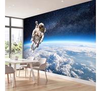 Papier Peint Panoramique Univers Ciel Étoilé Terre Astronautes | XXL Poster Intissé Papier Peint imprimé Exploration Spatiale Décor Poster Mural pour Salon Chambre Bureau, 400 x 280 cm