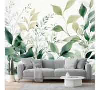 Papier Peint Panoramique Usine 3D Intissé - 200 X 140 Cm, Artistique Grand Format, Poster Mural Décoratif Pour Salon Chambre Maison Décoration Vert Clair Feuilles De Fougère Branches