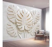 Papier Peint Panoramique Usine Blanc Monstera En Relief Papier Peint Mural Photo Tapisserie Murale Xxl Grand Format Panoramique Salon Chambre Déco Murale Impression Numérique 250 X 175 Cm