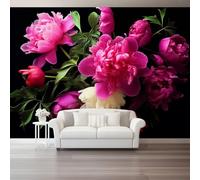Papier Peint Panoramique Usine Rose Pivoine Feuilles Vertes 200 X 140 Cm Moderne Papier Peint Intissé Toison Mur Xxl Tableaux Muraux Tapisserie Photo Décoration