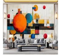 Papier Peint Panoramique Vent Abstrait 3D Intissé - Poster Mural Géant Pour Salon, Chambre, Bureau, - Formes Géométriques Blocs De Couleurs Lignes Murale Moderne Personnalisée 200 X 140 Cm