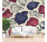 Papier Peint Panoramique Vie Marine, Coquillages de Corail Poster Geant Mural, Coraux et Algues Peints Papier Peint Intissé Mural pour Salon Canapé TV Fond Décoration Murale 350x256cm(L x H)