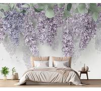 Papier Peint Panoramique Vigne À Fleurs Violettes Papier Peint 3D Tapisserie Decoration Poster Murale Chambre Salon -MW252230-430cmx300cm