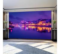 Papier Peint Panoramique villes villages et bourgs 400 x 280 cm Poster Mural 3D Violet Tapisserie Photo Intissée Fresque Salon Chambre Fond TV