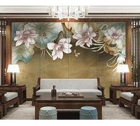 Papier Peint Panoramique Vintage Lotus Lotus Feuille Papillon 200x140cm Papier Peint 3D Intissé Tapisserie Poster Chambre Salon Decoration Murale -MIWEI Wallpaper-ZXY-14555