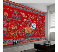 Papier Peint Panoramique Vintage Plantes Floral Papillon, Papier Peint Intissé Campagnard pour Chambre Salon Salle à Manger Murale 300L x 210H cm - Fond d'écran Photo Moderne Art Mural Salle de Jeux